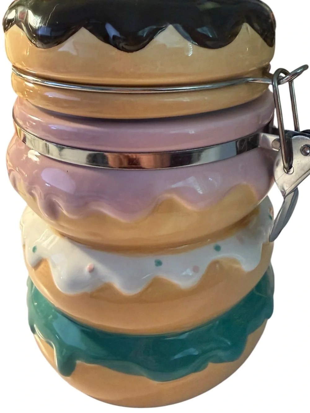 Donut Sprinkle Stack Ceramic Kitchen Snack Storage Coffee Bar K Cup Canister